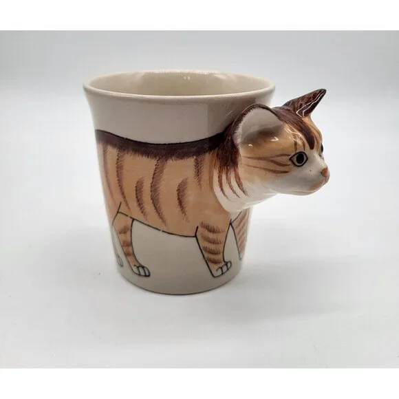 Orange Tabby Cat Coffee Tea Mug Thailand Toothbrush Holder, Pencil Cup Novelty - Picture 1 of 9